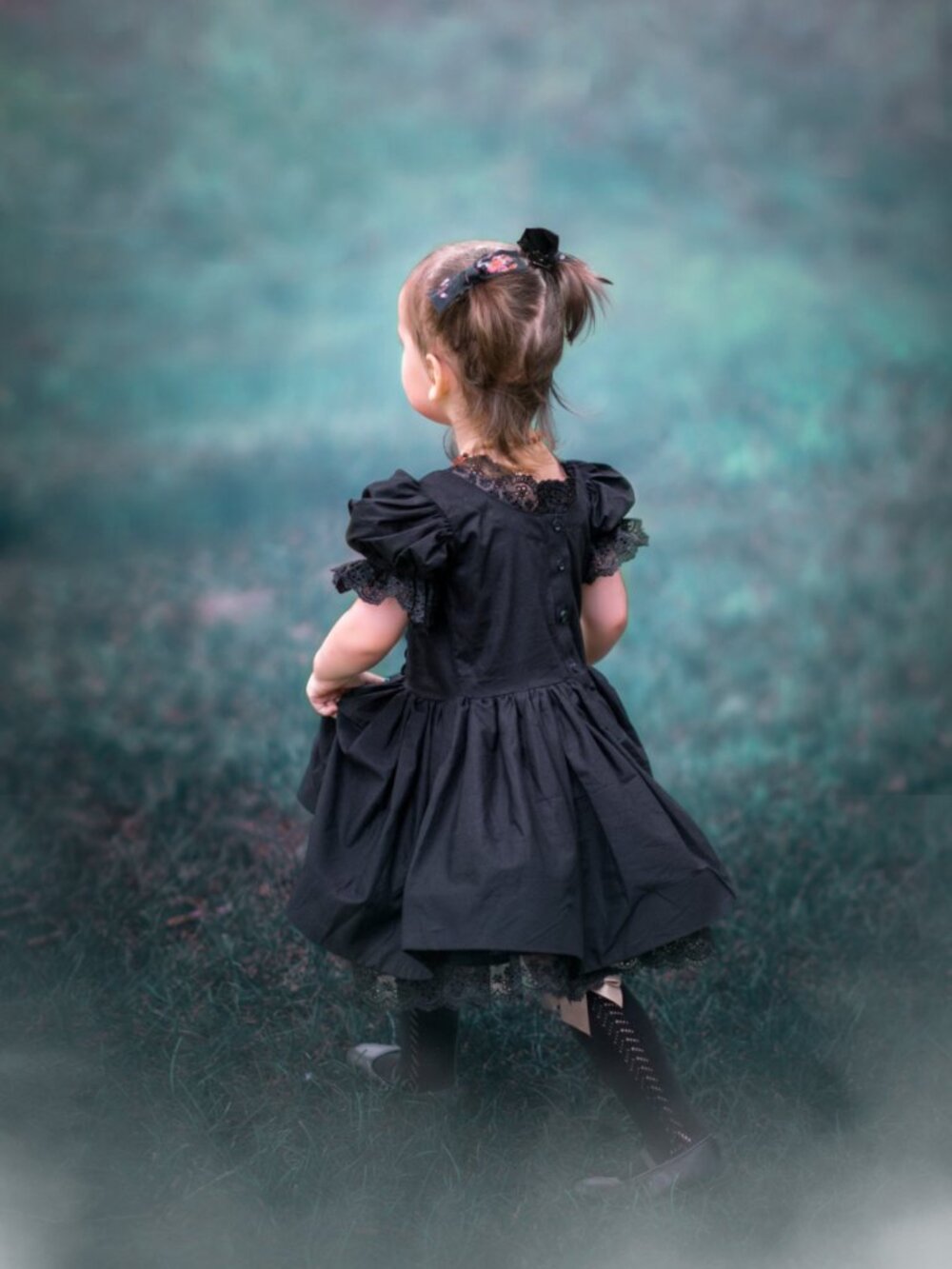 Short black dress, witch dress, black costume costume dress for girls - Picture 5 of 7